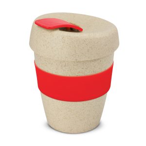 The Trends Collection Express Cup Natura is a reusable 350ml rice husk coffee cup with heat resistant band. Screw on lid. Great branded coffee drinkware promo product.