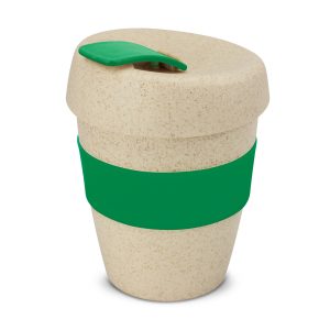 The Trends Collection Express Cup Natura is a reusable 350ml rice husk coffee cup with heat resistant band. Screw on lid. Great branded coffee drinkware promo product.