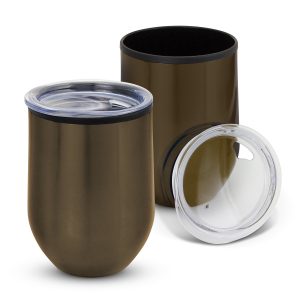 The Trends Collection Cordia Cup is a smart 350ml double wall coffee cup. 5 colours. Push on lid. Great branded stainless steel reusable cups.