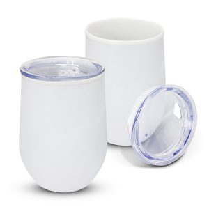 The Trends Collection Cordia Cup is a smart 350ml double wall coffee cup. 5 colours. Push on lid. Great branded stainless steel reusable cups.