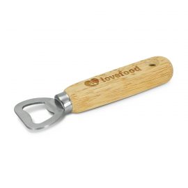 The Trends Collection Boutique Bottle Opener is a smart metal bottle opener with wooden handle.  Laser Engraved.  Great branded practical promo products.