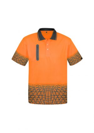 The Syzmik Mens Tracks Polo is a breathable, quick dry, hi viz polo with zip pocket. 4 colours. XS - 7XL. Great practical hi vis workwear from Syzmik.