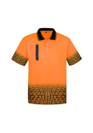 The Syzmik Mens Tracks Polo is a breathable, quick dry, hi viz polo with zip pocket. 4 colours. XS - 7XL. Great practical hi vis workwear from Syzmik.