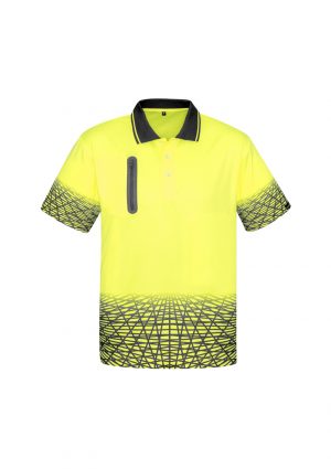 The Syzmik Mens Tracks Polo is a breathable, quick dry, hi viz polo with zip pocket. 4 colours. XS - 7XL. Great practical hi vis workwear from Syzmik.