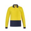ZH430 Syzmik Hi Vis Cotton Long Sleeve Polo – Yellow/Navy