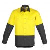 ZW122 Syzmik Mens Hi Vis Spliced Industrial Shirt Yellow/Charcoal – Promotrenz
