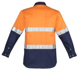 The Syzmik Mens Hi Vis Spliced Industrial Shirt is a hoop taped cotton twill hi vis shirt.  S - 7XL.  2 colours.  Great branded Syzmik workwear.
