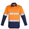 ZW123 Syzmik Mens Hi Vis Spliced Industrial Shirt – Hoop Taped Orange/Navy – Promotrenz