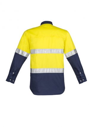 The Syzmik Mens Hi Vis Spliced Industrial Shirt is a hoop taped cotton twill hi vis shirt.  S - 7XL.  2 colours.  Great branded Syzmik workwear.