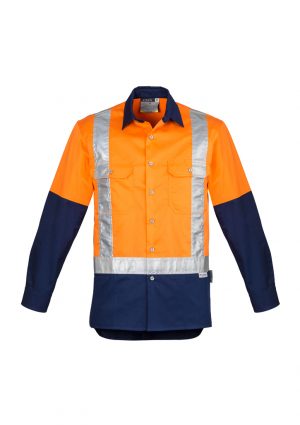The Syzmik Mens Hi Vis Spliced Industrial Shirt is a 170gsm cotton twill shirt.  Shoulder taped.  S - 7XL.  Great Syzmik branded hi vis workwear.