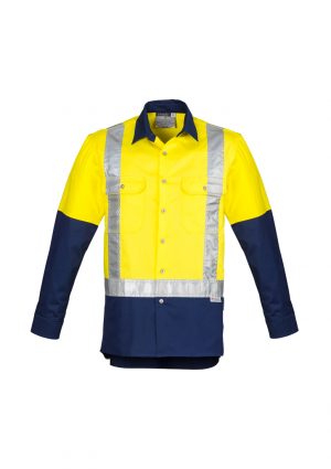 The Syzmik Mens Hi Vis Spliced Industrial Shirt is a 170gsm cotton twill shirt.  Shoulder taped.  S - 7XL.  Great Syzmik branded hi vis workwear.