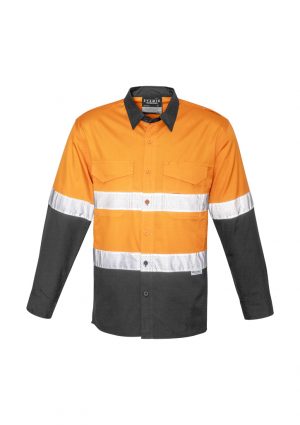 Syzmik Mens Rugged Cooling Taped Hi Vis Spliced Shirt is a square weave cotton riptop shirt. Mesh venting & mechnical stretch. Reflective tape, 4 colours
