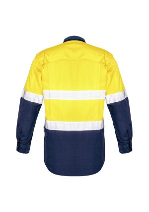 Syzmik Mens Rugged Cooling Taped Hi Vis Spliced Shirt is a square weave cotton riptop shirt. Mesh venting & mechnical stretch. Reflective tape, 4 colours