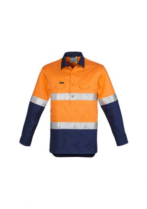 The Syzmik Mens Hi Vis Closed Front Long Sleeve Shirt Hoop Taped is a 170gsm cotton twill shirt. 2 colours. Great branded hi viz workwear.