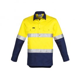 The Syzmik Mens Hi Vis Closed Front Long Sleeve Shirt Hoop Taped is a 170gsm cotton twill  shirt.  2 colours.  Great branded hi viz workwear. 