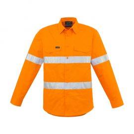 The Syzmik Mens Hi Vis Hoop Taped Shirt is a 100% cotton twill hoop taped shirt in Orange.  XXS - 7XL.  2 pockets.  Mesh vents.  Great branded Syzmik workwear.