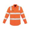 The Syzmik Mens Bio Motion Vic Rail Shirt is a 150gsm lightweight cotton twill shirt.  In Orange.  Bio motion taping on arm.  Chest pockets and mesh vents.