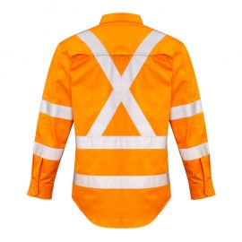 The Syzmik Mens Hi Vis X Back Taped Shirt is made from 100% cotton twill in Orange.  Mesh vent inserts.  XXS - 7XL  Great hi vis branded workwear from Syzmik.