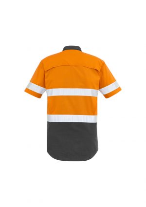The Syzmik Mens Rugged Cooling Taped Hi Vis Spliced Shirt is a square weave cotton riptop shirt.  Mesh venting and mechnical stretch.  Reflective tape.  4 colours.