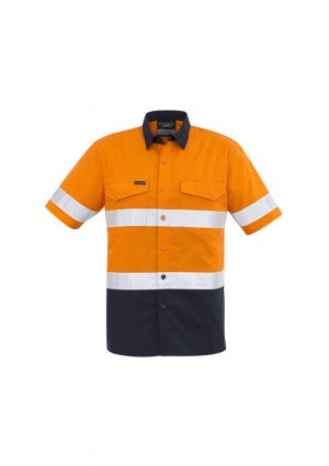 The Syzmik Mens Rugged Cooling Taped Hi Vis Spliced Shirt is a square weave cotton riptop shirt.  Mesh venting and mechnical stretch.  Reflective tape.  4 colours.