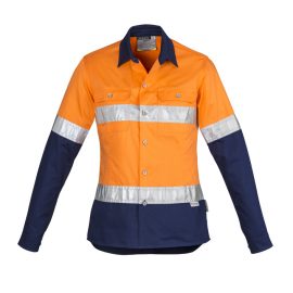 The Syzmik Womens Hi Vis Spliced Industrial Shirt is a 170gsm cotton twill shirt.  In 2 colours.  8 - 24.  Great branded Syzmik womens tradewear.