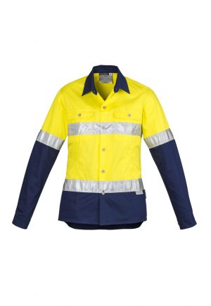 The Syzmik Womens Hi Vis Spliced Industrial Shirt is a 170gsm cotton twill shirt.  In 2 colours.  8 - 24.  Great branded Syzmik womens tradewear.
