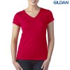 47V00L Gildan Performance Ladies V-Neck Tech T-Shirt – Red