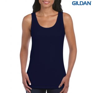 The Gildan Softstyle Ladies Tank Top is a cotton fitted ladies singlet. 5 colours. S - 2XL. Great branded ladies cotton singlets from Gildan.