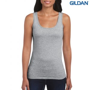 The Gildan Softstyle Ladies Tank Top is a cotton fitted ladies singlet. 5 colours. S - 2XL. Great branded ladies cotton singlets from Gildan.