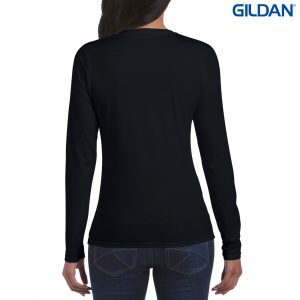 The Gildan Ladies Long Sleeve T Shirt is a 100% cotton fitted long sleeve ladies tee.  4 colours.  S - 3XL.  Great branded long sleeve tees from Gildan.