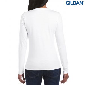 The Gildan Ladies Long Sleeve T Shirt is a 100% cotton fitted long sleeve ladies tee.  4 colours.  S - 3XL.  Great branded long sleeve tees from Gildan.