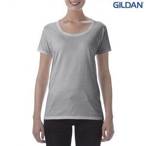 The Gildan Softstyle Ladies' Deep Scoop T-Shirt is a cotton tee with deep scoop neckline.  10 colours.  S - 3XL. Great ladies cotton tees from Gildan.