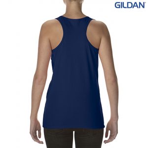 The Gildan Softstyle Ladies Racerback Tank is a semi fitted cotton racer back singlet. 4 colours. S - 3XL. Great branded ladies singlets from Gildan.