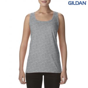 645R2L Gildan Softstyle Ladies Racerback Tank Sport Grey - Promotrenz The Gildan Softstyle Ladies Racerback Tank is a semi fitted cotton racer back singlet. 4 colours. S - 3XL. Great branded ladies singlets from Gildan.
