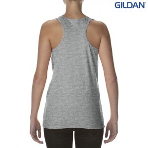 The Gildan Softstyle Ladies Racerback Tank is a semi fitted cotton racer back singlet. 4 colours. S - 3XL. Great branded ladies singlets from Gildan.