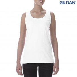 The Gildan Softstyle Ladies Racerback Tank is a semi fitted cotton racer back singlet.  4 colours.  S - 3XL.  Great branded ladies singlets from Gildan.