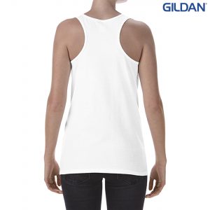 The Gildan Softstyle Ladies Racerback Tank is a semi fitted cotton racer back singlet. 4 colours. S - 3XL. Great branded ladies singlets from Gildan.