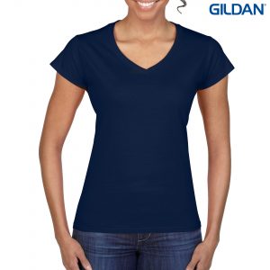 The Gildan Softstyle Ladies V-Neck T Shirt is a 150gm cotton jersey knit tee. 5 colours. Fitted. S - 3XL. Great cotton tees from Gildan.