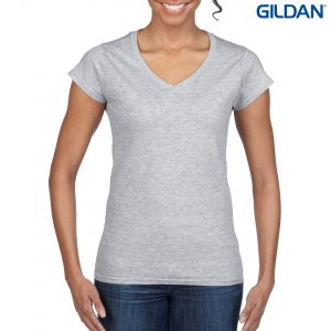 The Gildan Softstyle Ladies V-Neck T Shirt is a 150gm cotton jersey knit tee. 5 colours. Fitted. S - 3XL. Great cotton tees from Gildan.