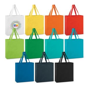 The Trends Collection Carnaby Cotton Tote Bag is an environmentally friendly supermarket bag.  11 colours.  Branded retail bags with company logo.