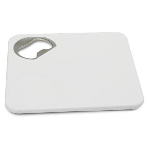 The Trends Collection Coaster Bottle Opener is a handy plastic coaster with built in bottle opener.  White or Black.  Great branded practical coasters.