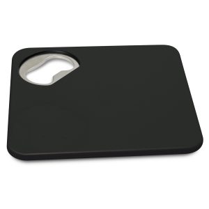 The Trends Collection Coaster Bottle Opener is a handy plastic coaster with built in bottle opener.  White or Black.  Great branded practical coasters.