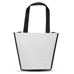 The Trends Collection Trent Gift Tote Bag is a small angled tote bag made from 80gsm PET. Full colour branding. Great sublimation printed tote bags.