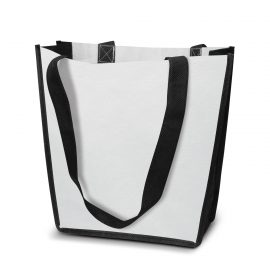 The Trends Collection Trent Gift Tote Bag is a small angled tote bag made from 80gsm PET.  Full colour branding.  Great sublimation printed tote bags.