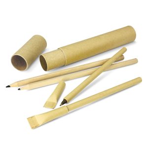 The Trends Collection Eco Pen and Pencil Set is a handy set in a natural unbleached cardboard tube.  Contains 2 x pens and 2 x pencils.  Great eco set.