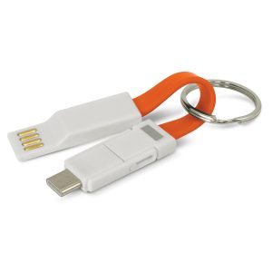 The Trends Collection Electron 3 in 1 Charging Cable is a compact charging cable with handy key ring.  In 7 colours.  Great branded technology promo products.