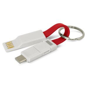 The Trends Collection Electron 3 in 1 Charging Cable is a compact charging cable with handy key ring.  In 7 colours.  Great branded technology promo products.