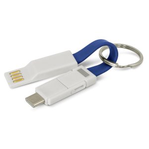 The Trends Collection Electron 3 in 1 Charging Cable is a compact charging cable with handy key ring.  In 7 colours.  Great branded technology promo products.