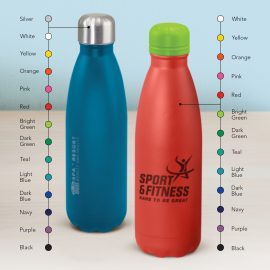 The Trends Collection Mirage Powder Coated Vacuum Bottle is a premium quality 500ml vacuum stainless steel bottle.  13 colours.  Great branded products.