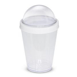 The Trends Collection Yogo Cup is a White/Clear cup ideal for on the go brekkie or lunch meals.  Great options for busy people.  Practical promotional products.